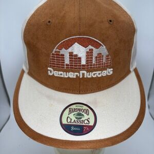 Denver Nuggets Fitted Hat 7 1/8 Brown Suede Cream NBA‎ Hardwood Classics Small